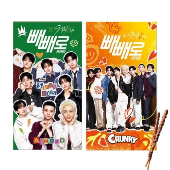 Stray Kids × Pepero – Mandel / Crunky Edition (8 förpackningar) Begränsat samarbete K-POP
