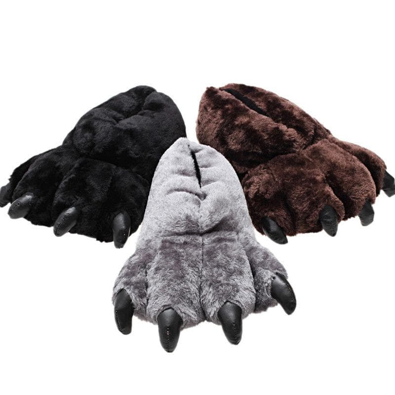 Unisex Chunky Bigfoot-skor Damtofflor med björntass Par Herrtofflor Hemma Inomhus Pälsiga tofflor Storlek 35-43 Damskor cm kaffe