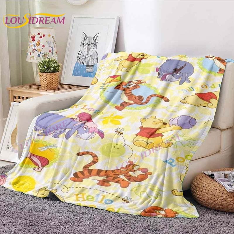 Honungsbjörn Filt Winnie Björn Pläd för Baby Barn Varm Tecknad Filt Gris Filt för Soffa Soffa Säng Filt Födelsedagspresenter