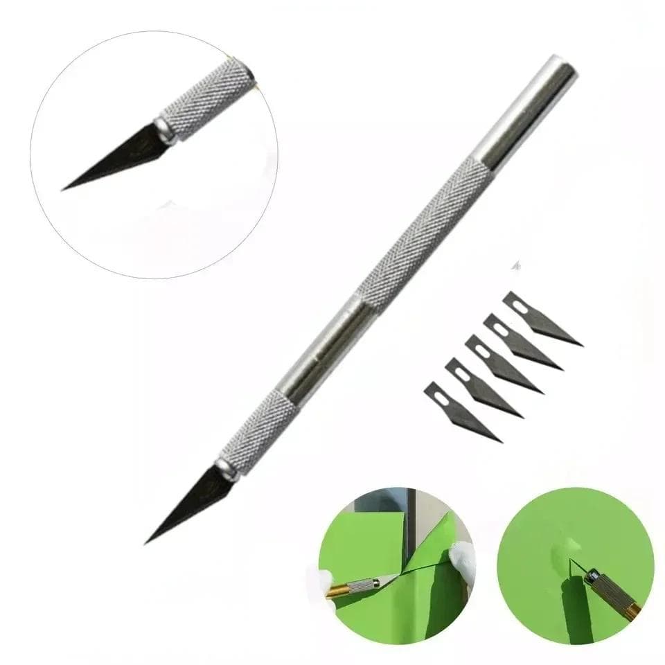 Halkfri Metall Skalpell Kniv Verktyg Kit Skärare Gravering Hantverksknivar +5st Blad #11 för Mobiltelefon PCB DIY Reparation Handverktyg