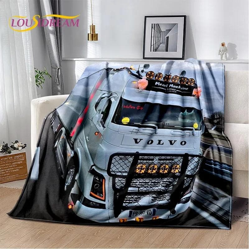 HD Volvo Lastbil 3D-utskrift Mjuka Flanellfiltar, Pläd Bekväm Filt för Picknick Sängar Soffa Hem Sovrum Gåvor