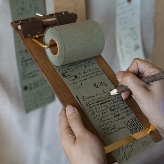 Vintage rullblock med trärulle, avrivningsblockdispenser, återanvändbar hängande anslagstavla för hemkontor