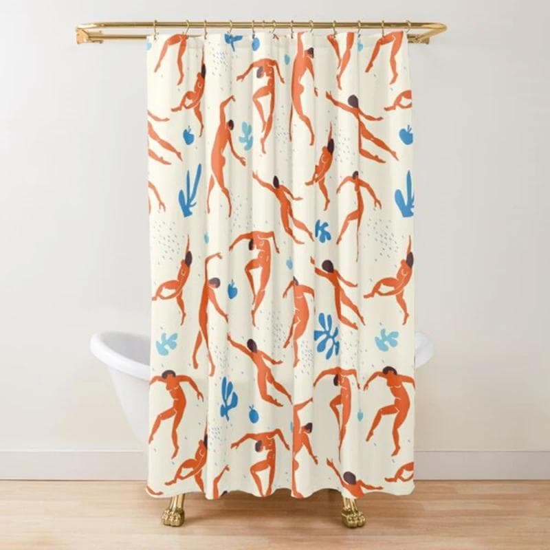 Abstrakt Matisse Blomsterkonst Duschdraperi Modernt Geometriskt Enkelt Estetiskt Pastell Boho Trendigt Badrumsdraperi Dekor med Krok