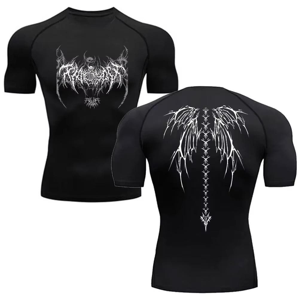 Y2K Kompressionsskjorta Herr Fitness Gym Skelett Träning Löpar-T-shirt Lashgard Topp T-shirt Snabbtorkande Kortärmad T-shirt cm