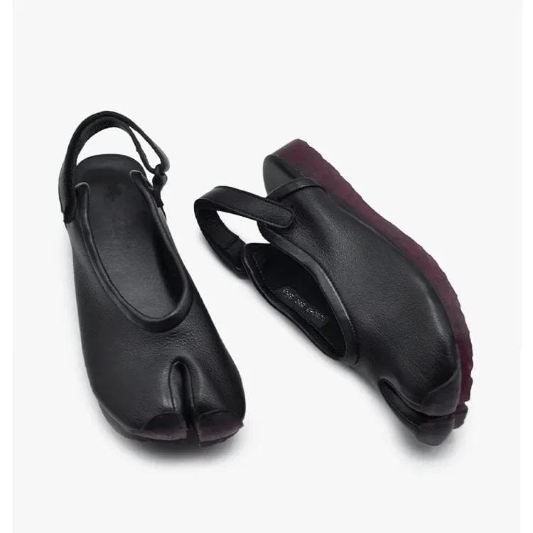 Nya Sommar Mjuka Läder Split Toe Damsandaler Casual Bekväma Mjuksulade Pig's Hoof Skor Slingbacks Tabi Balettsko cm khaki