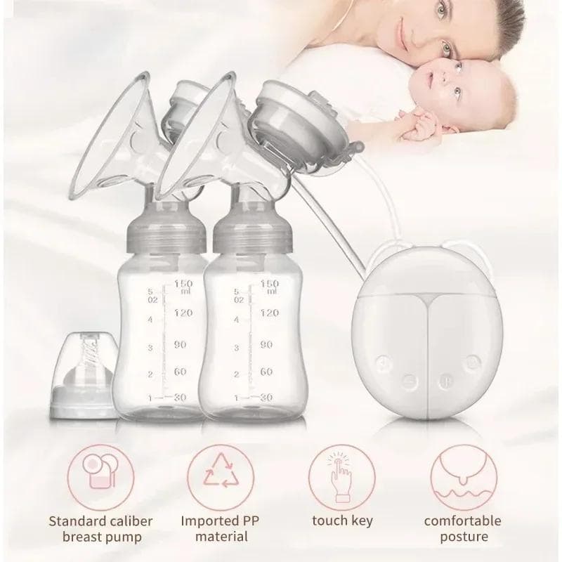 Dubbel elektrisk bröstpump, Tyst, Bärbar USB elektrisk bröstpump, Handsfree Automatisk Ingen mjölkning, Bröstmassage Matning rosa