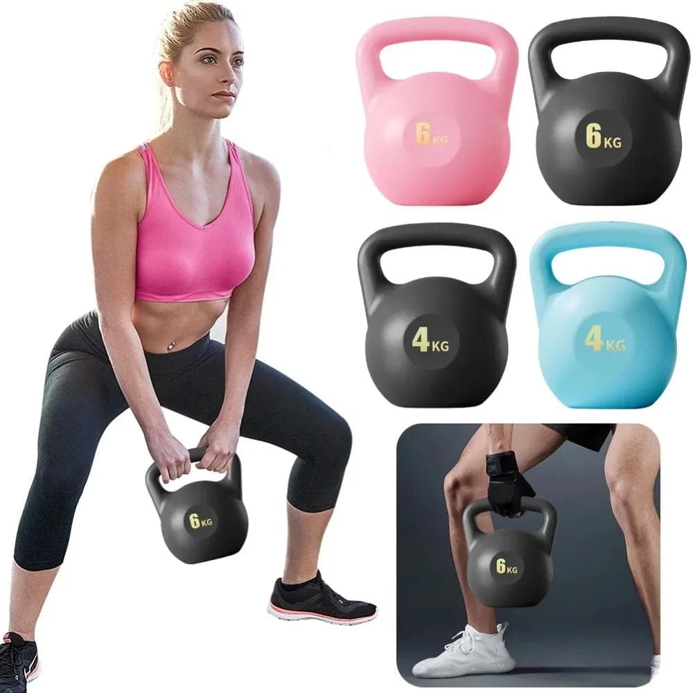 Vattenfyllda Kettlebells Hantlar Fitness 4 kg/6 kg Mjukt Anti-slipgrepp Kettlebells Djup Knäböj Styrketränare för Kvinnor Män Gym