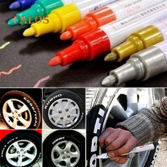 TA 12 färger Vattentät bildäck Däck Slitbana Gummi Metall Permanent Paint Marker Pen Tillbehör röd