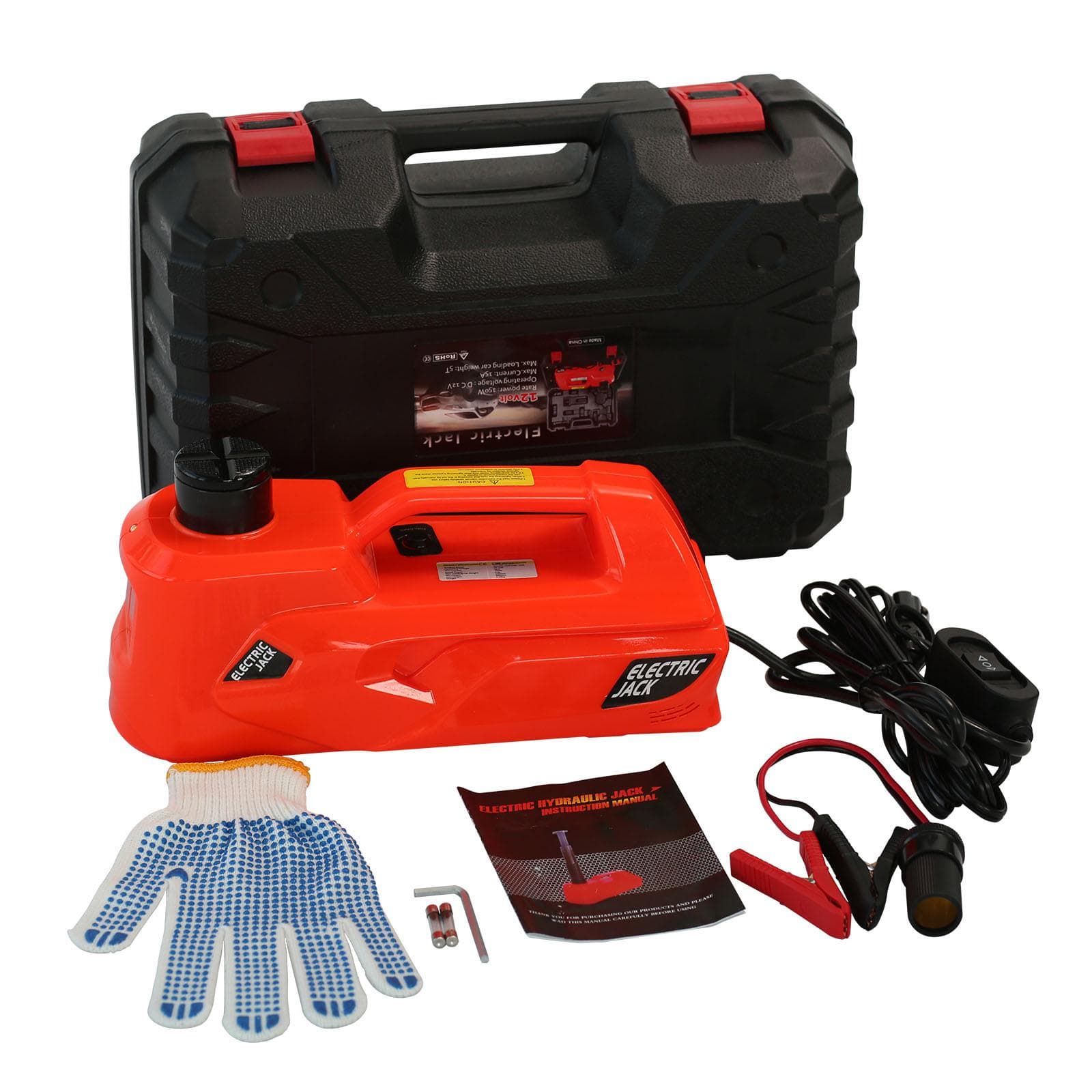 5T 12V Elektrisk Bil Domkraft 155-530mm Hög Lyftande Bil Domkraft Elektrisk Hydraulisk Domkraft för Sedan och SUV röd