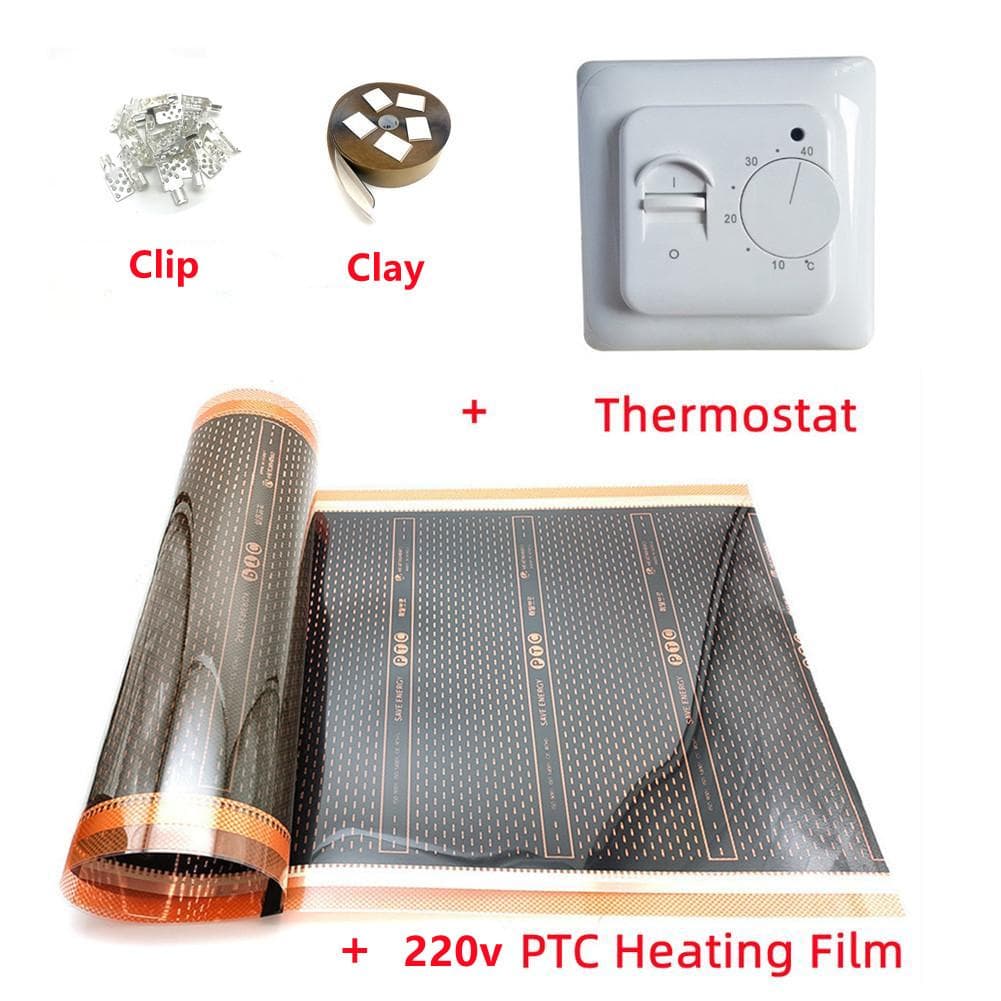 Infraröda Golvvärmefilmsatser 220V PTC Elektrisk Värmematta 220W/m2 Och Termostat Varmt Golv Passar