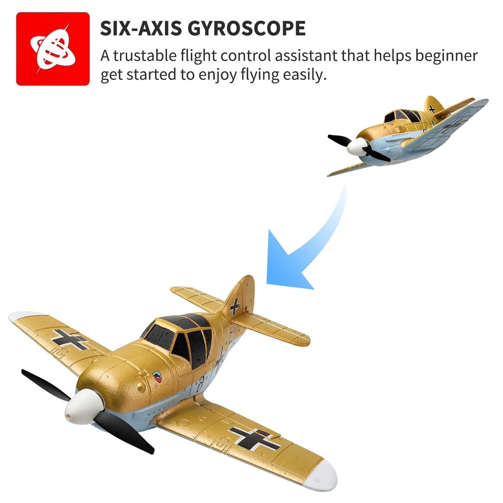 WLtoys A250 RC Flygplan 2,4GHz 4CH RC Plane 6-axlig Gyro Gliding Flygplan Flygleksaker BF109 modell gul