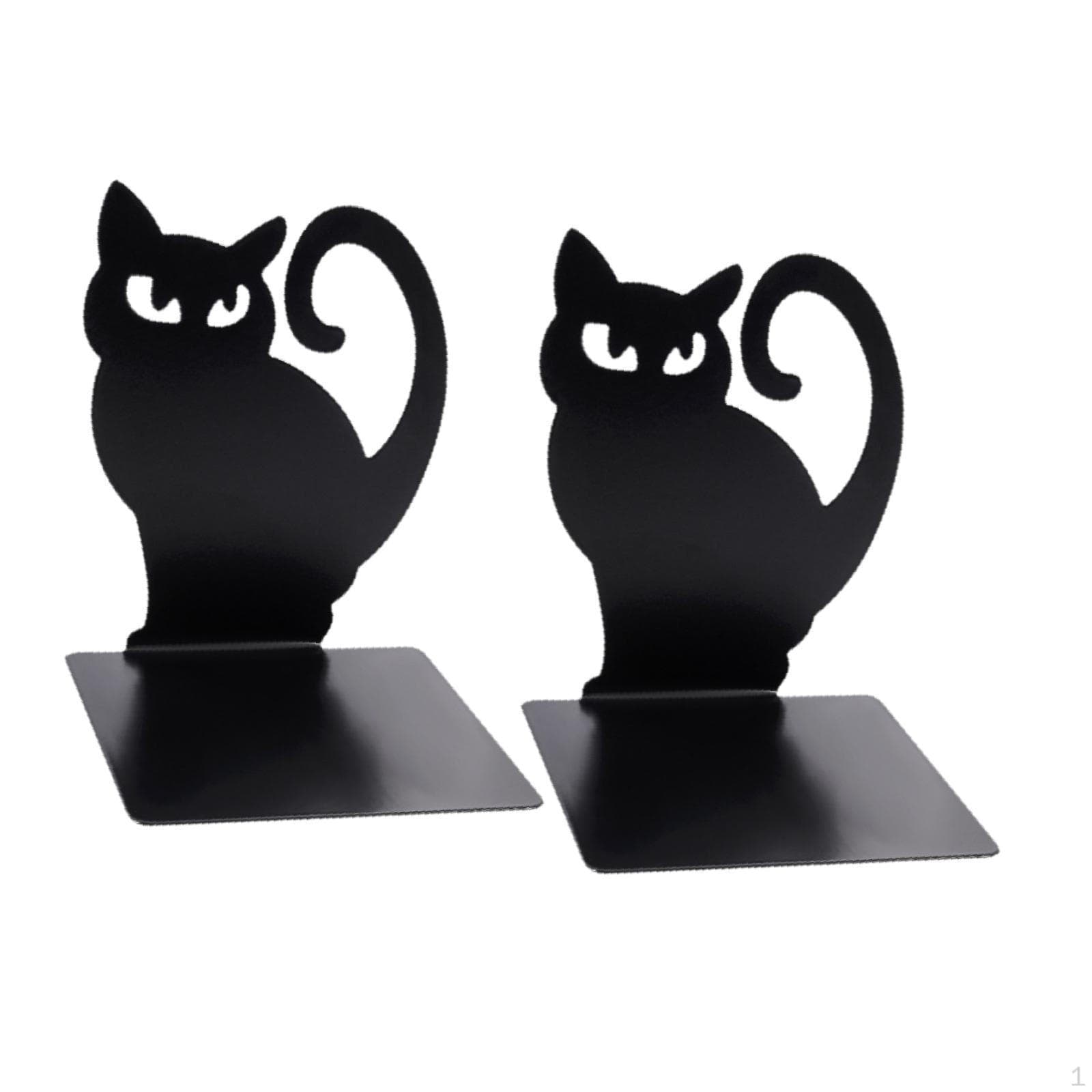 2 stycken Kattbokstöd Bokstoppare metall halkfri tecknad stödhållare för hyllor Office