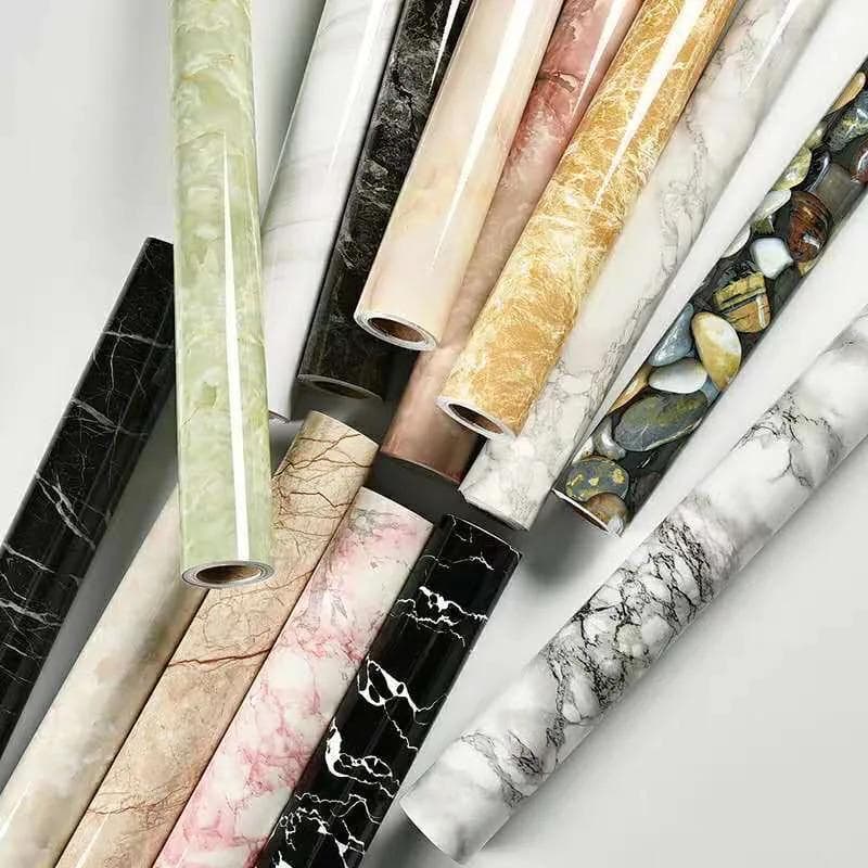 Tjocka Vattentäta Pvc Imitation Marmormönster Klistermärken Modern Vinyl Självhäftande Tapet Renovering Av Möbler Spishäll