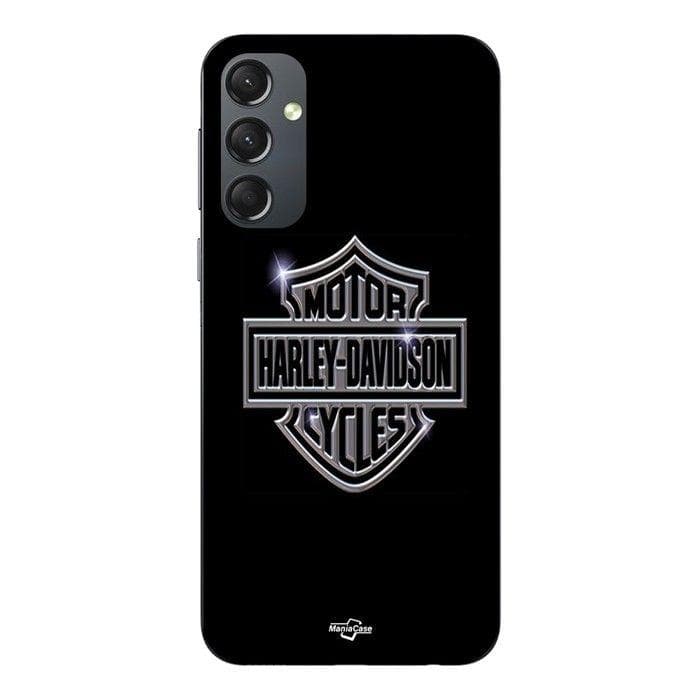 Fodral För Samsung Galaxy S25 FE Harley Davidson-logotyp motorcyklar grå front svart Maniacase svart