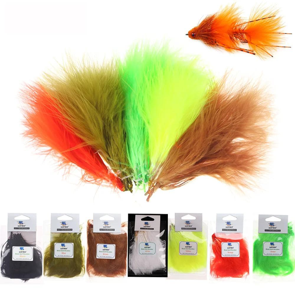 Färgad Marabou fjäder Blood Quill Flugbindningsmaterial för Woolly Bugger Streamer Flugöring Bass Fiske lockbeten