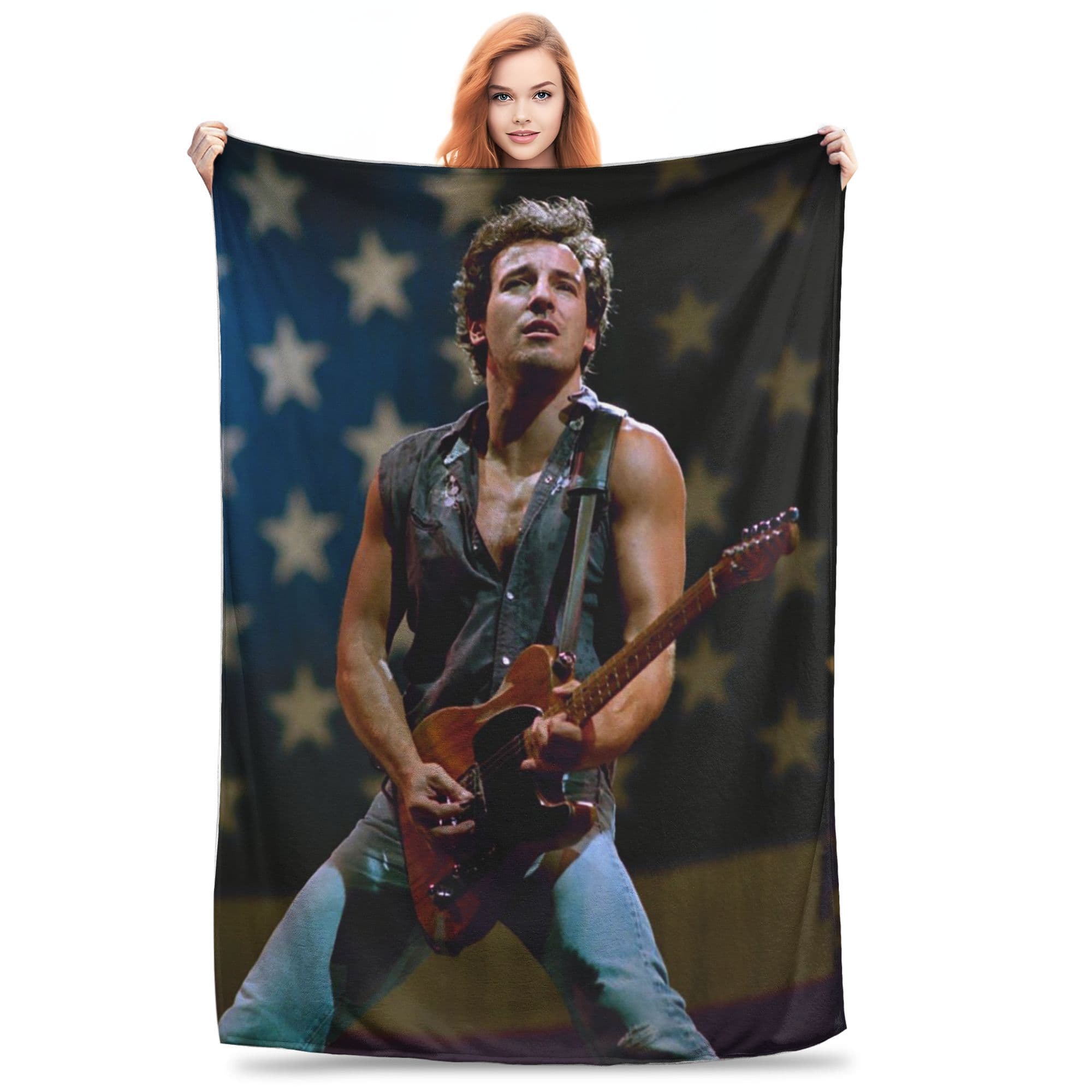 Flanellpläd Bruce Springsteen Born In The USA Rockmusiker Plyschfiltar Sängöverkast för Vardagsrum Resa Soffa