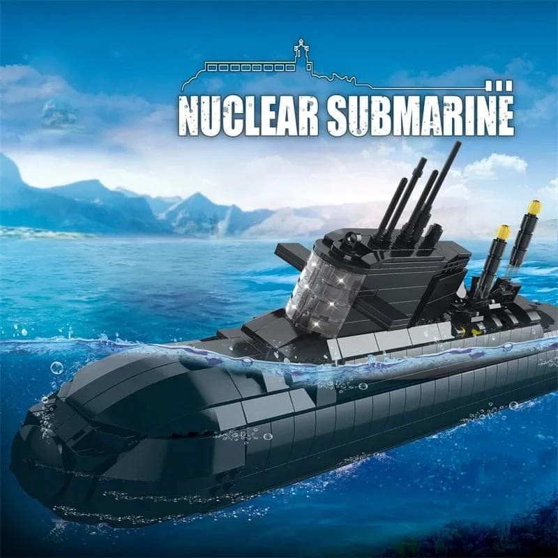 1498PCS Militär Stor Strategisk Nukleär Ubåt Byggklossar Krigsfartyg Vapen Modell Klossar Set Barn DIY Leksaker Julklappar