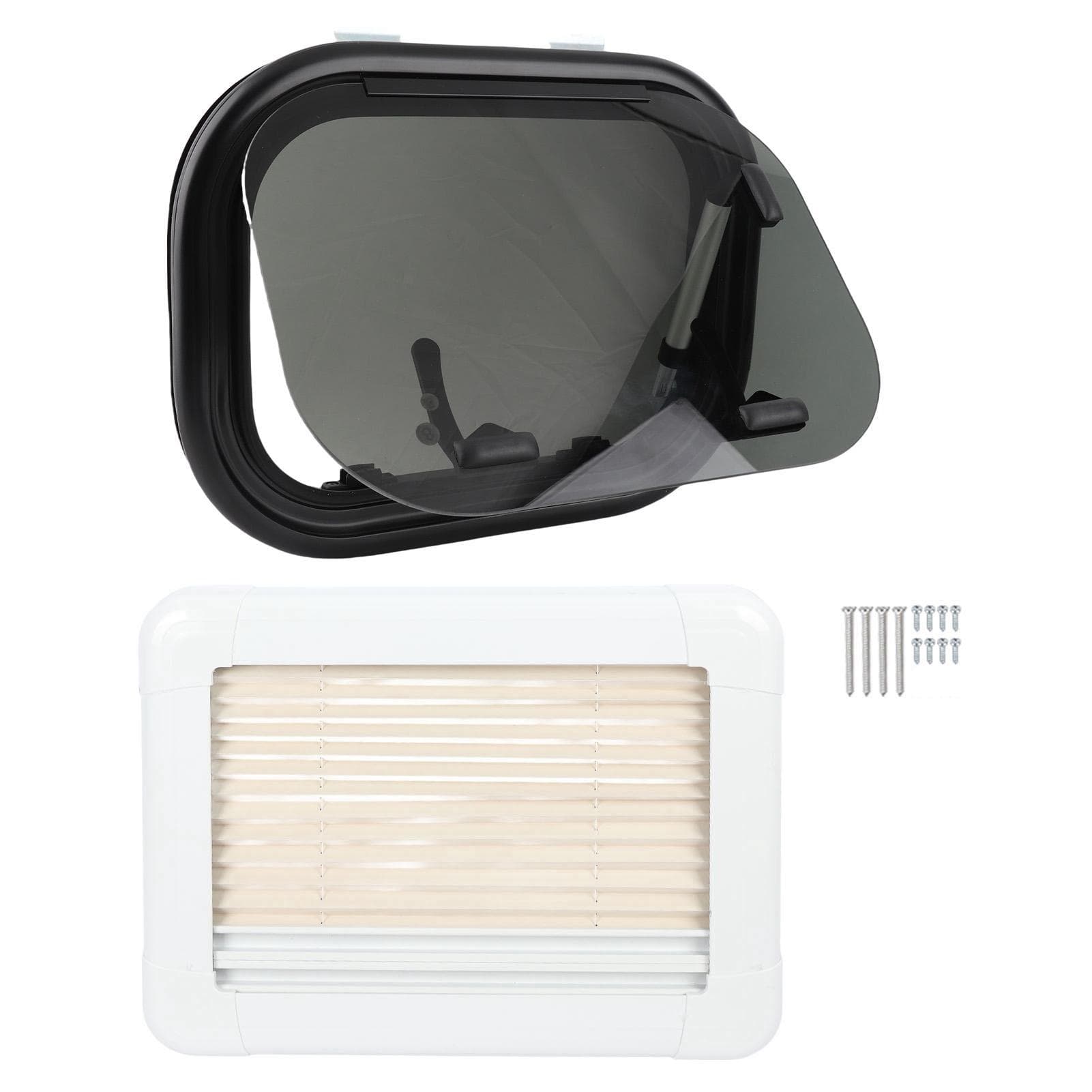16x12 tums RV utskjutbart fönster härdat glas UV-skydd öppningsbart fönster med nät solskydd för husvagnar campare