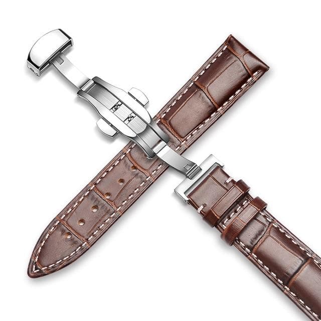 Klockarmband 18 mm 19 mm 20 mm 21 mm 22 mm 24 mm klockband i äkta läder kalv Alligator Grain klockarmband för Tissot Seiko 21mm