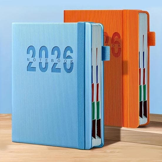 2026 Planer JAN. 2026 - DEC. 2026 Daglig Veckovis Månadsvis Kalenderplanerare med Konstläderomslag för Män Kvinnor Företag Student mörkblå