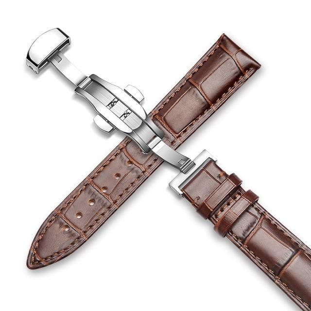 Klockarmband 18 mm 19 mm 20 mm 21 mm 22 mm 24 mm klockband i äkta läder kalv Alligator Grain klockarmband för Tissot Seiko 20mm