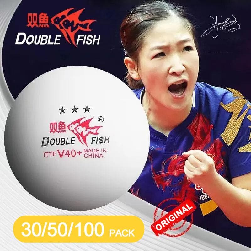 DOUBLE FISH V40+ Original 3-stjärniga pingisbollar sömmade ABS Nytt material Bordtennisbollar med ITTF-godkända