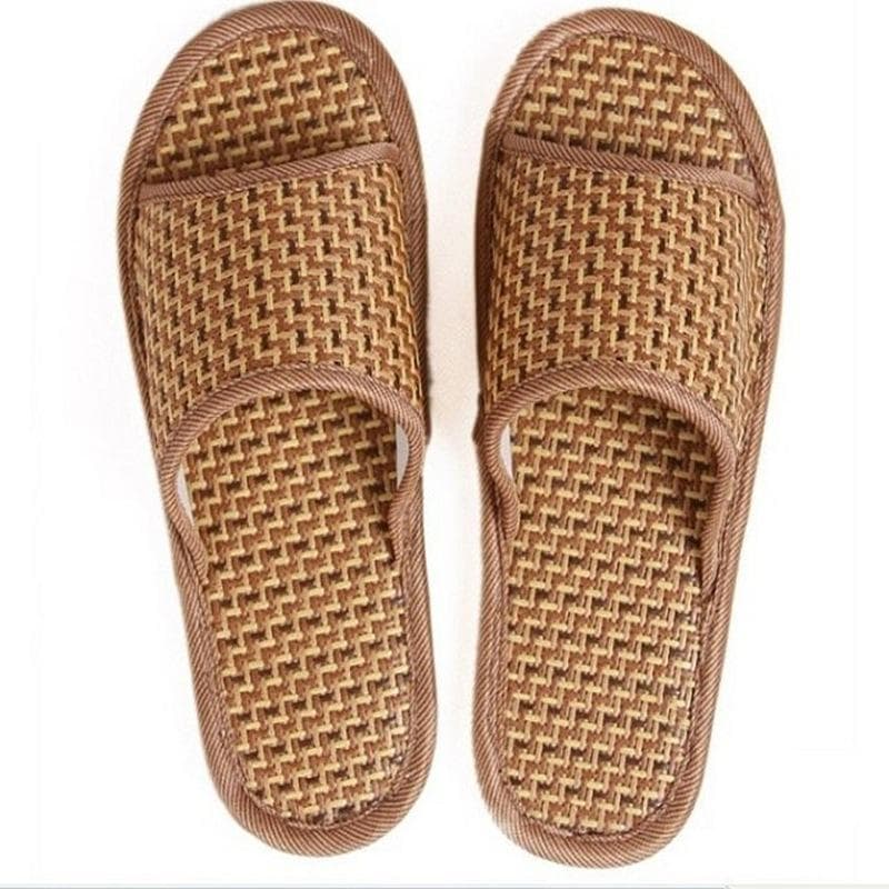 Sommar unisex bambu vävda rottinggräs vävda sandaler och moppstånd Hem inomhus och utomhus tofflor cm kaffe