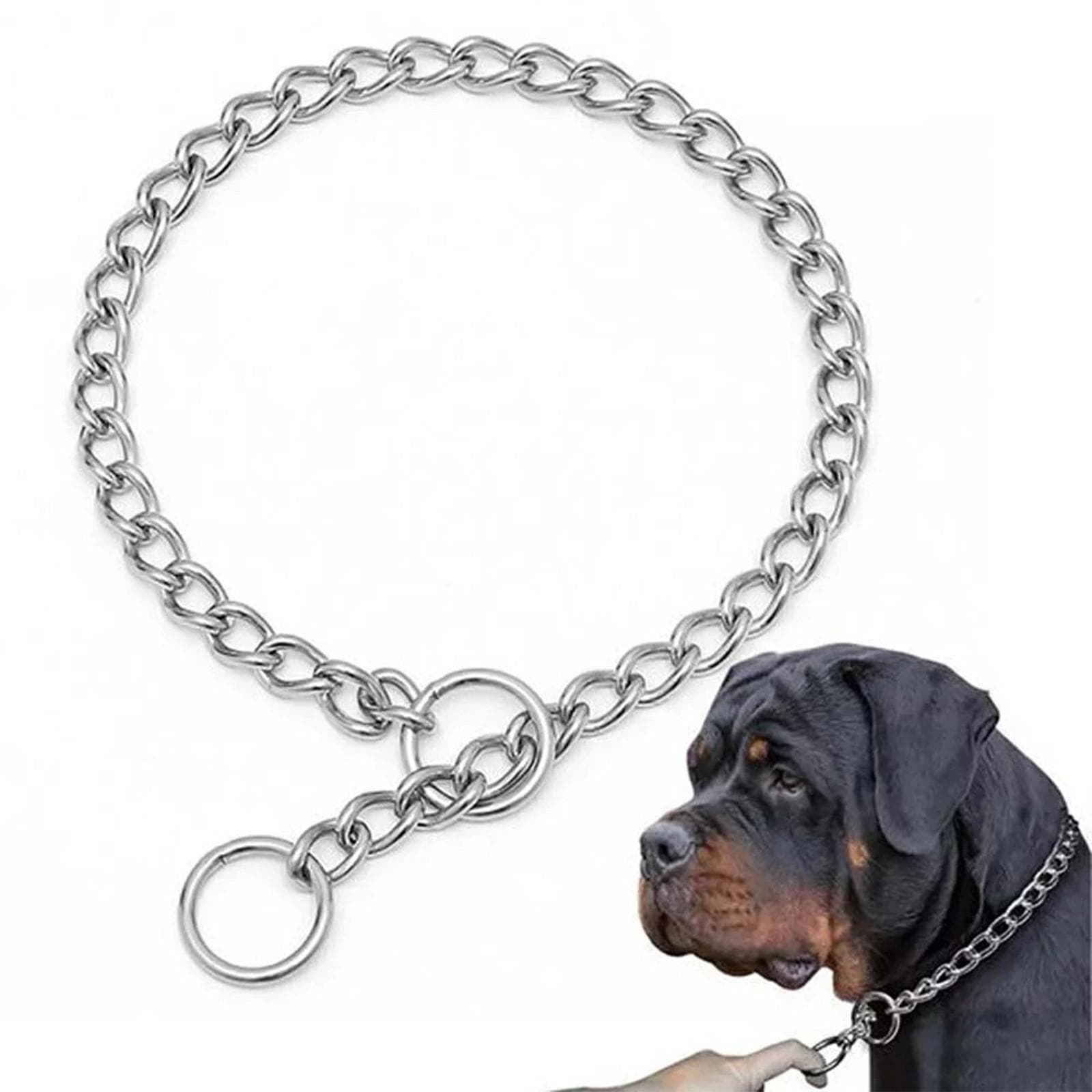 Järn Hundkedja Dekorativt Halsband Husdjursträning Promenad Choker 30/40/60/65cm silver