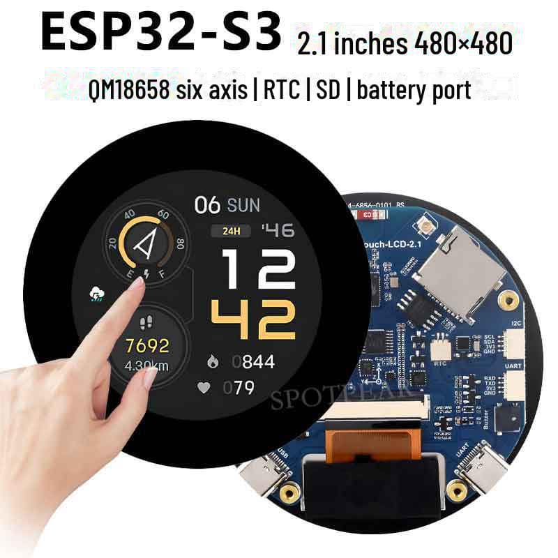 ESP32 S3 Utvecklingskort med 2,1-tums Pekskärms-LCD & 6-axlig Accelerometer