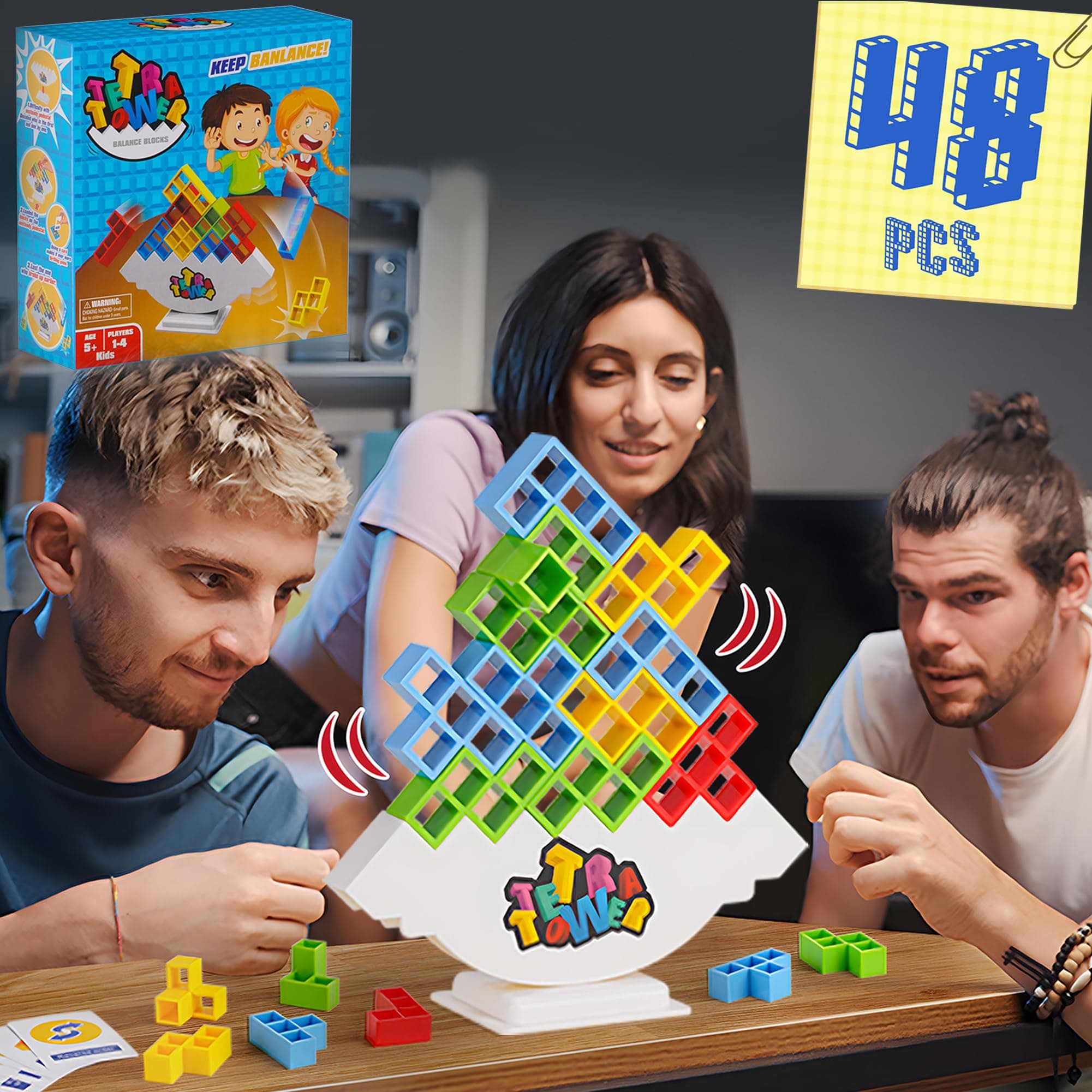 48st Tetra Tower Kul Balans Stapling Byggstenar Brädspel för barn Vuxna Vänner Team Dorm Familjespel Natt och fest