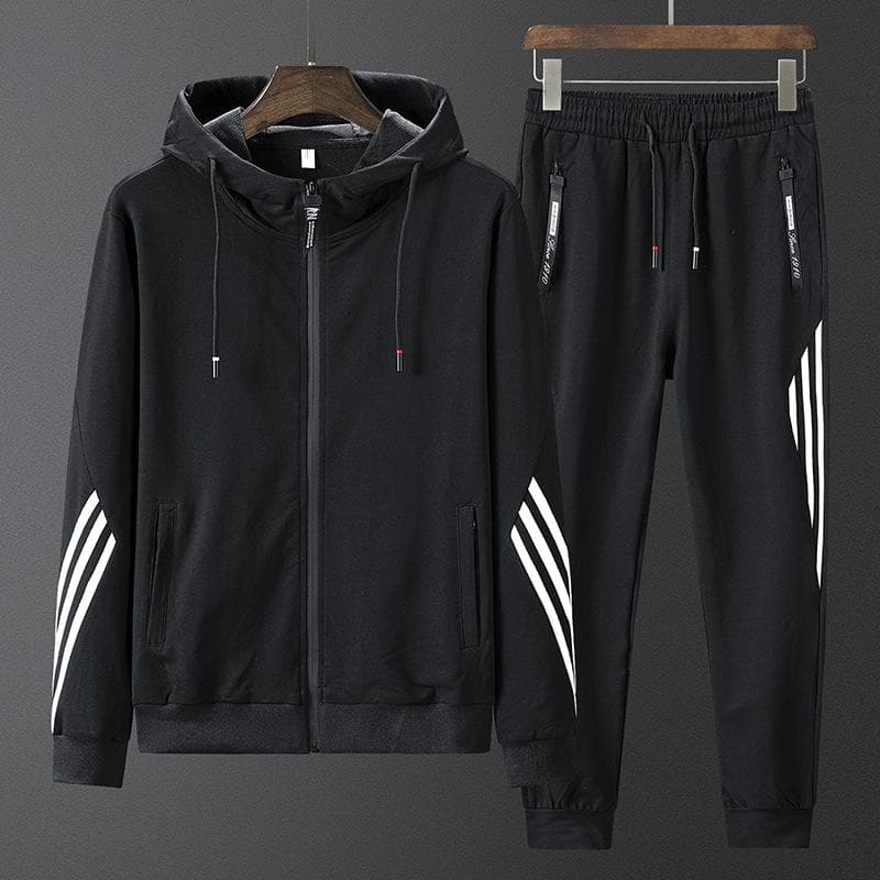 Sportkostym för män Huvtröjor Jacka Byxor 2-delad joggingset Herr Sportkläder Höst Herrset Träningsbyxa Extra Large Storlek 9xl cm grå