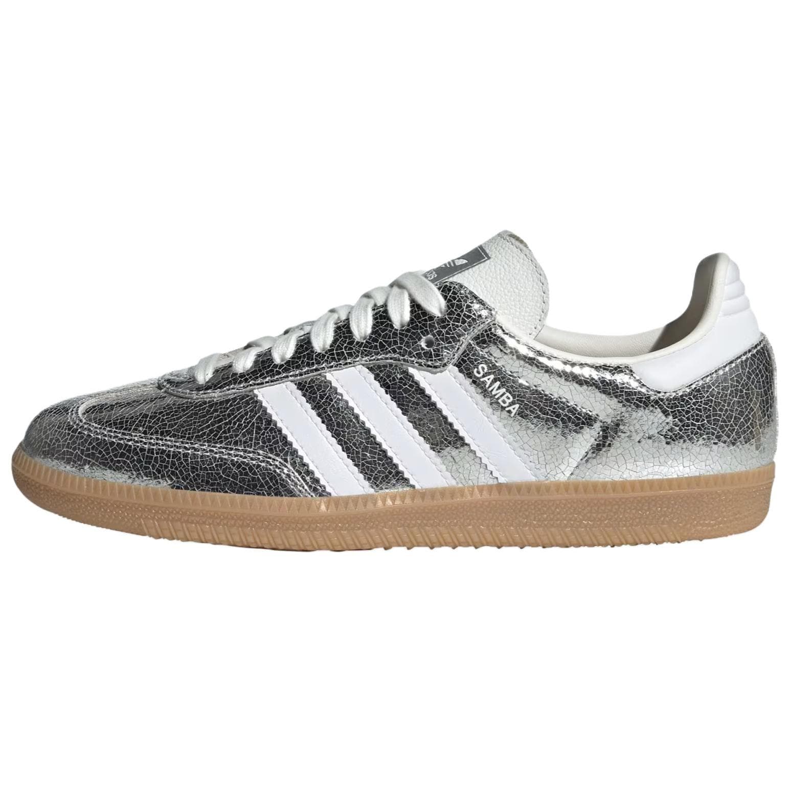 adidas Samba OG Cracked Metallic Pack - Silver Dam Sneakers Silver-Metallic Skor-Vit Core-Vit JR0035 cm