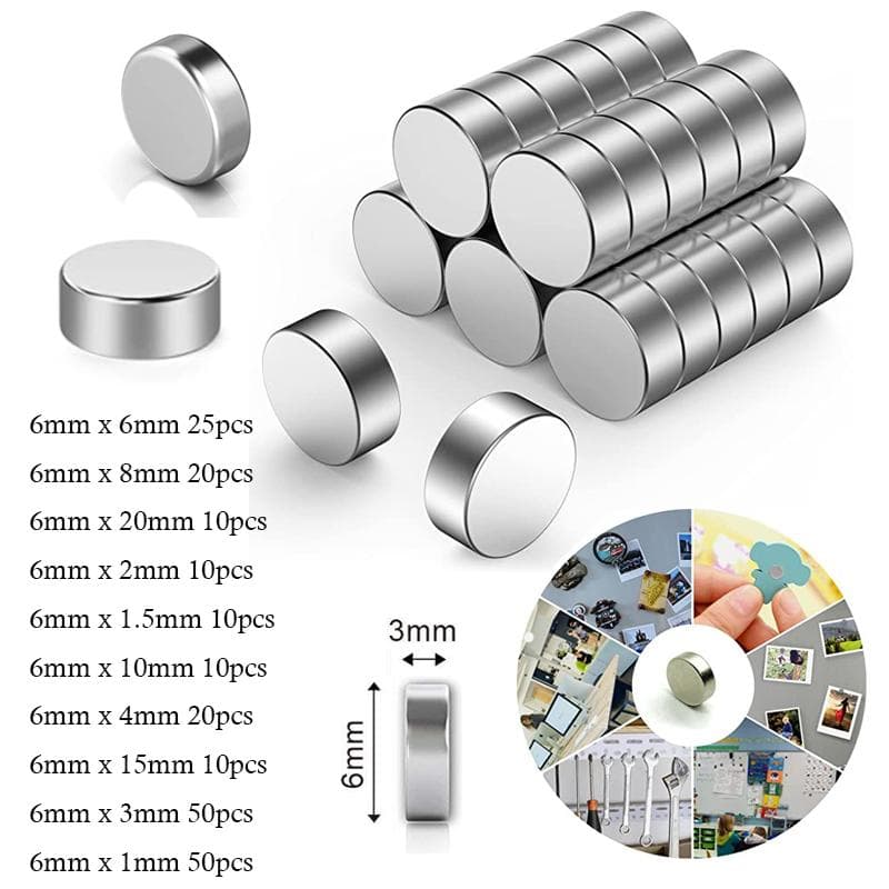 10 st 6 mm diameter runda neodymmagneter 1/1,5/2/3/4/5/6/8/10/15/20 mm tjock sällsynt jordstark hantverk Permanent magnet N35