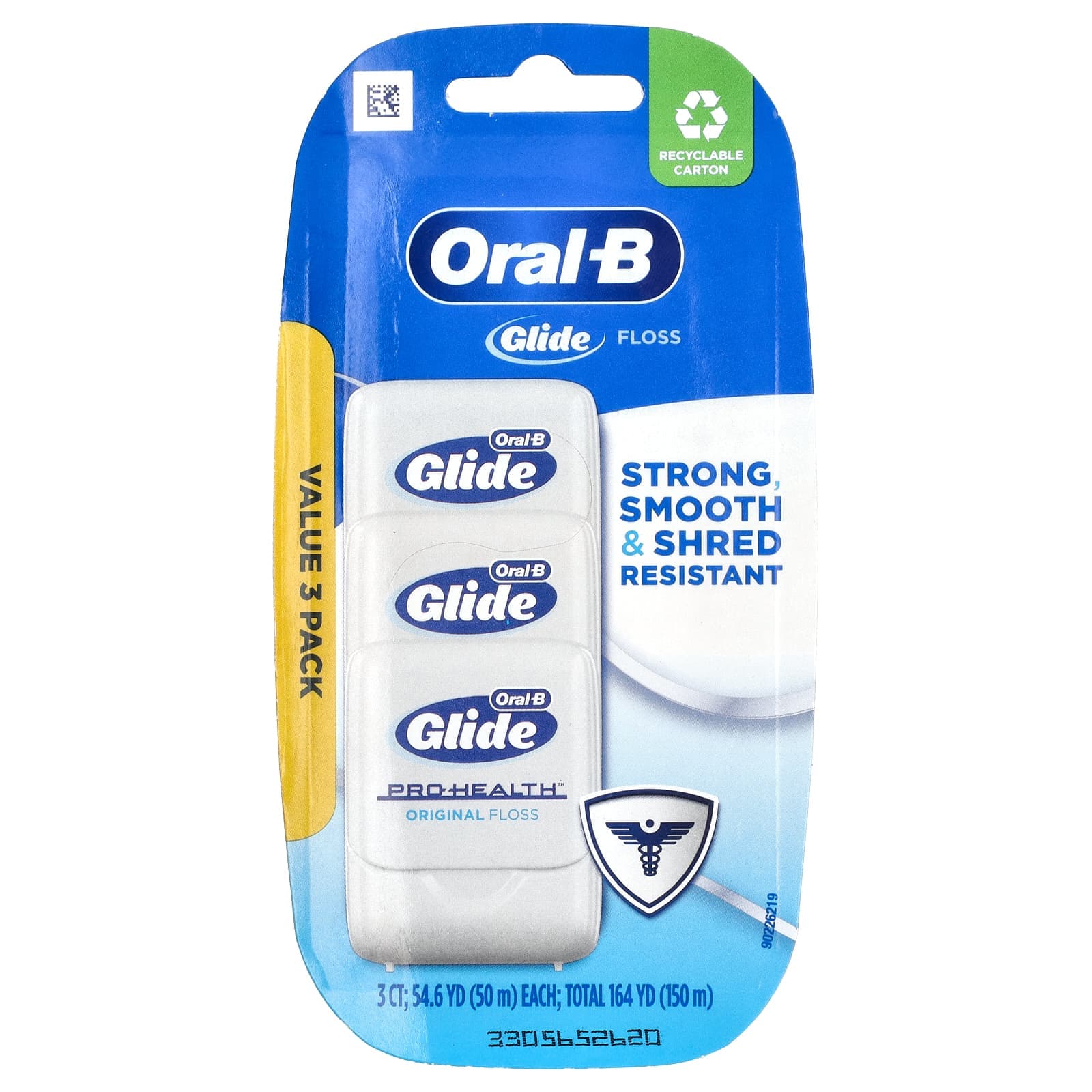 Oral-B, Glide, Pro-Health, original tandtråd, 3 förpackningar, 50m (54.6yd) varje