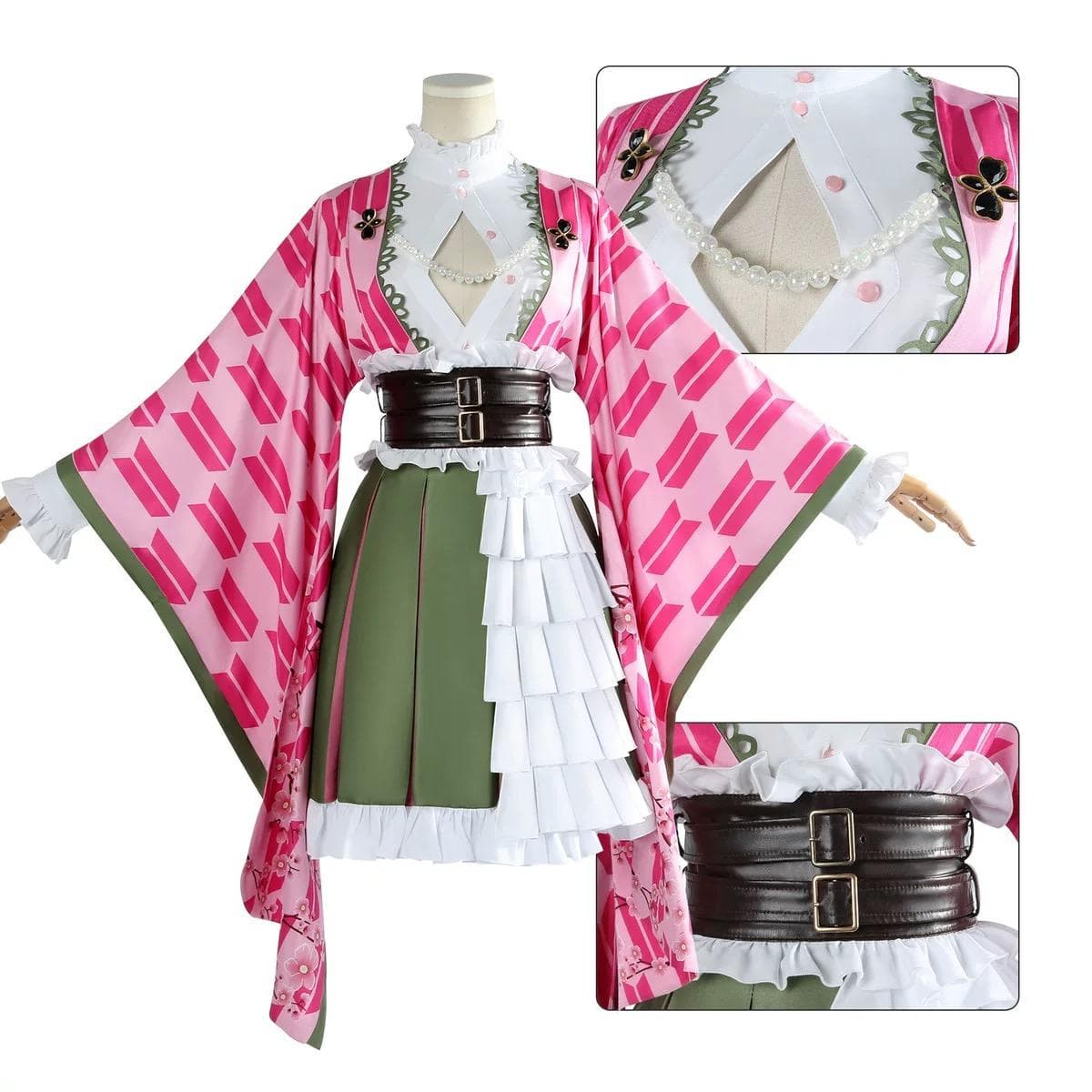 Demon Slayer Mitsuri Kanroji Cosplay Kostym, Animekaraktärsdräkt cm rosa