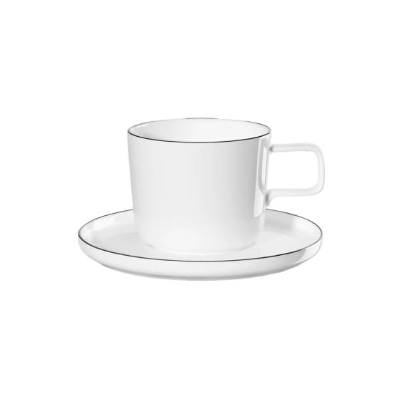 Kaffekopp med fat Asa Selection Oco Ligne Noire, 200 ml
