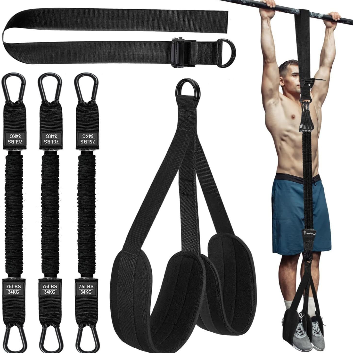 Pull up band / Träningsband pull ups- Dra upp hjälp för styrketräning fitness Black 240 lbs