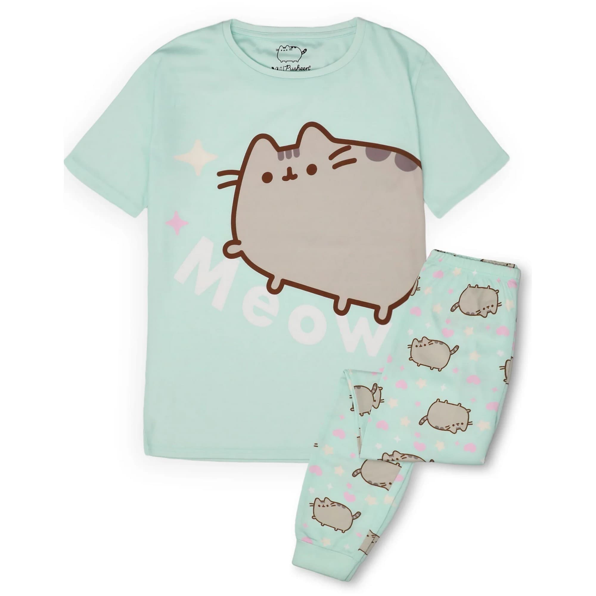 Pusheen Flickor Meow Scatter Kortärmad Pyjamas Set