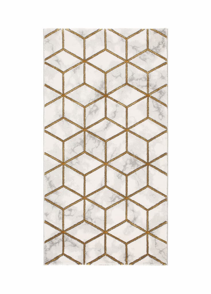 Diamond Cube Guld - Gångmatta - Rund 300cm
