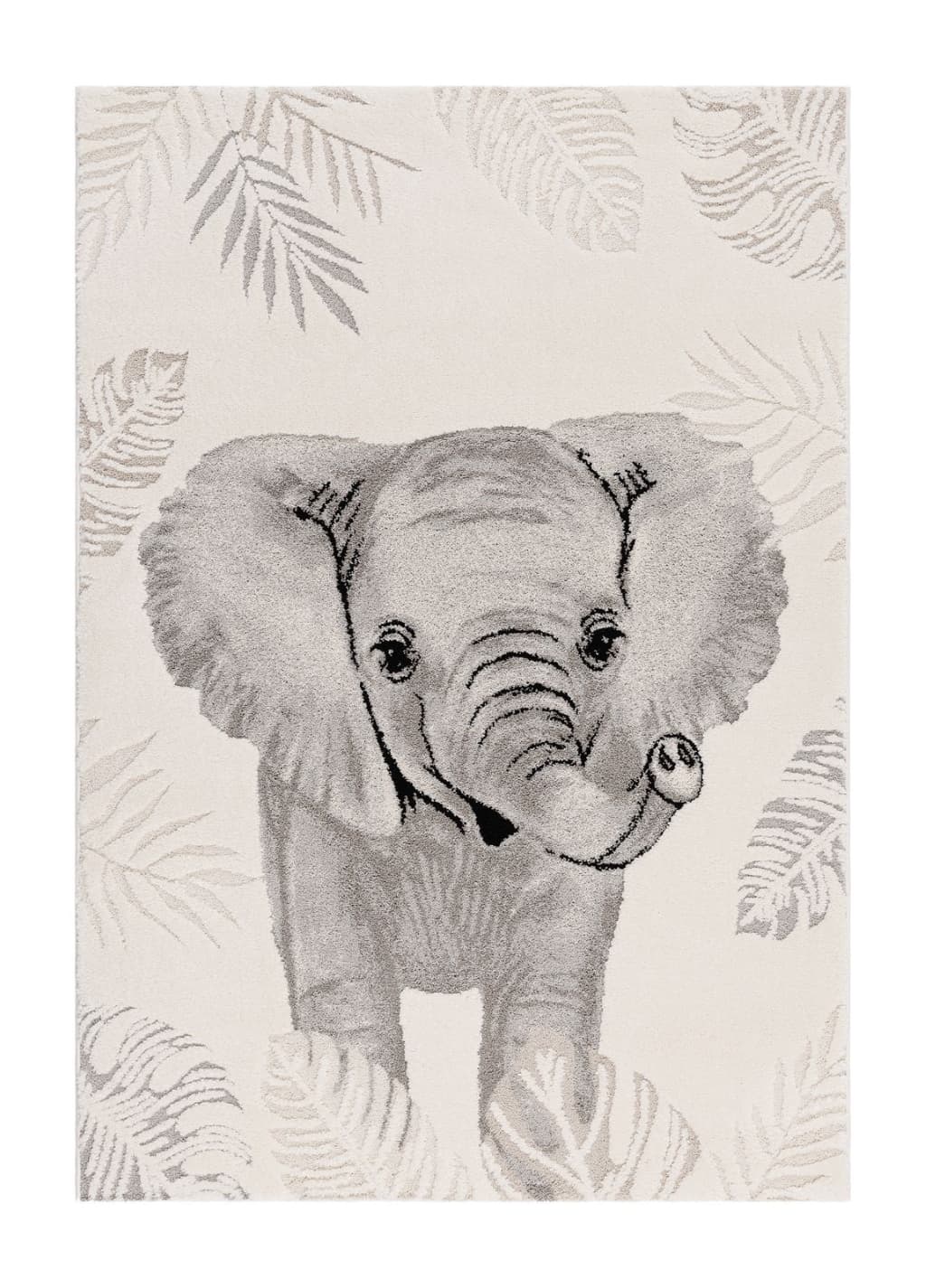 Genova Elefant Cream - Rund Barnmatta - 120 x 170 cm