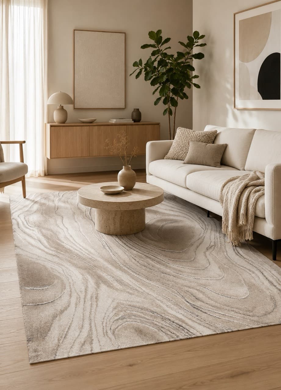 Lundvik Sand - Modern Matta - 140 x 200 cm