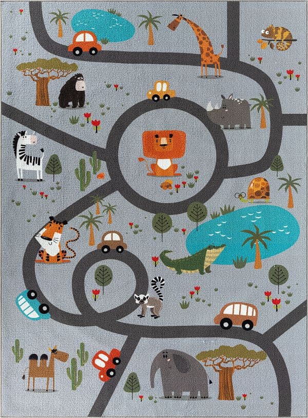 Play Animals Grå - Barnmatta - 80 x 150 cm