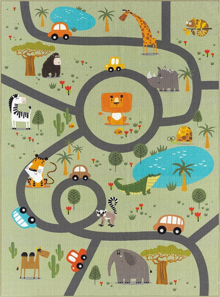 Play Animals Grön - Barnmatta - 120 x 160 cm