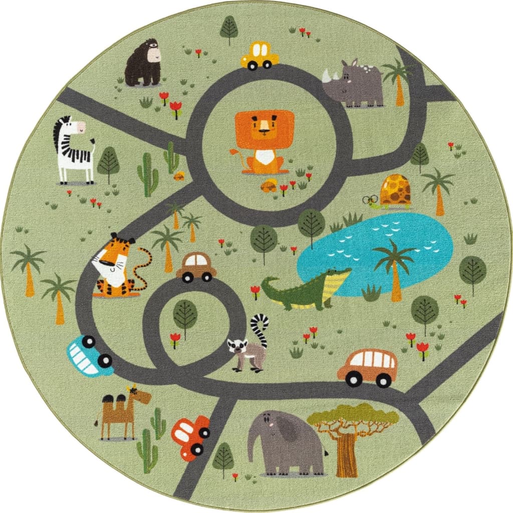 Play Animals Grön - Barnmatta - Rund 120cm
