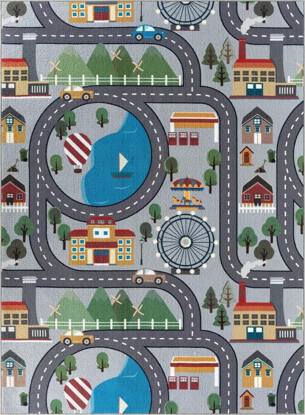 Play Road Grå - Barnmatta - 120 x 160 cm