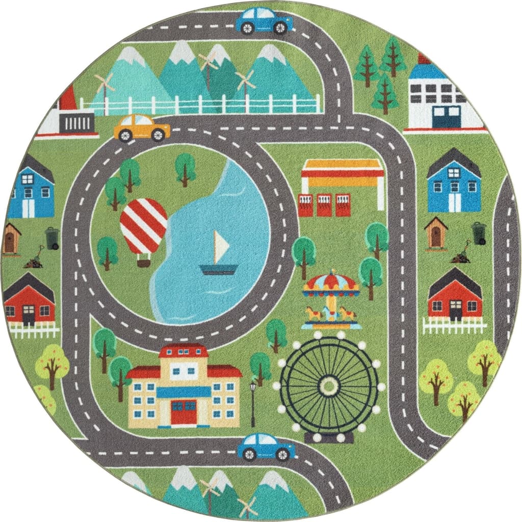 Play Road Grön - Barnmatta - Rund 120cm
