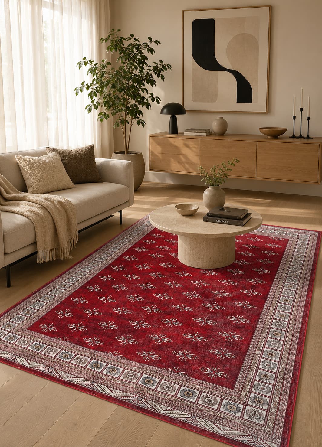 Rubin Bokhara Röd – Tvättbar Matta - 200 x 290 cm