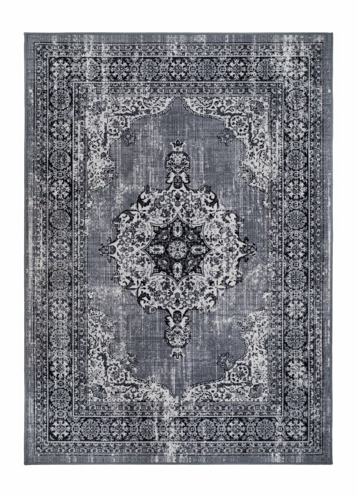 Vintage Medaljong Grå - Gummerad Matta - 80 x 150 cm