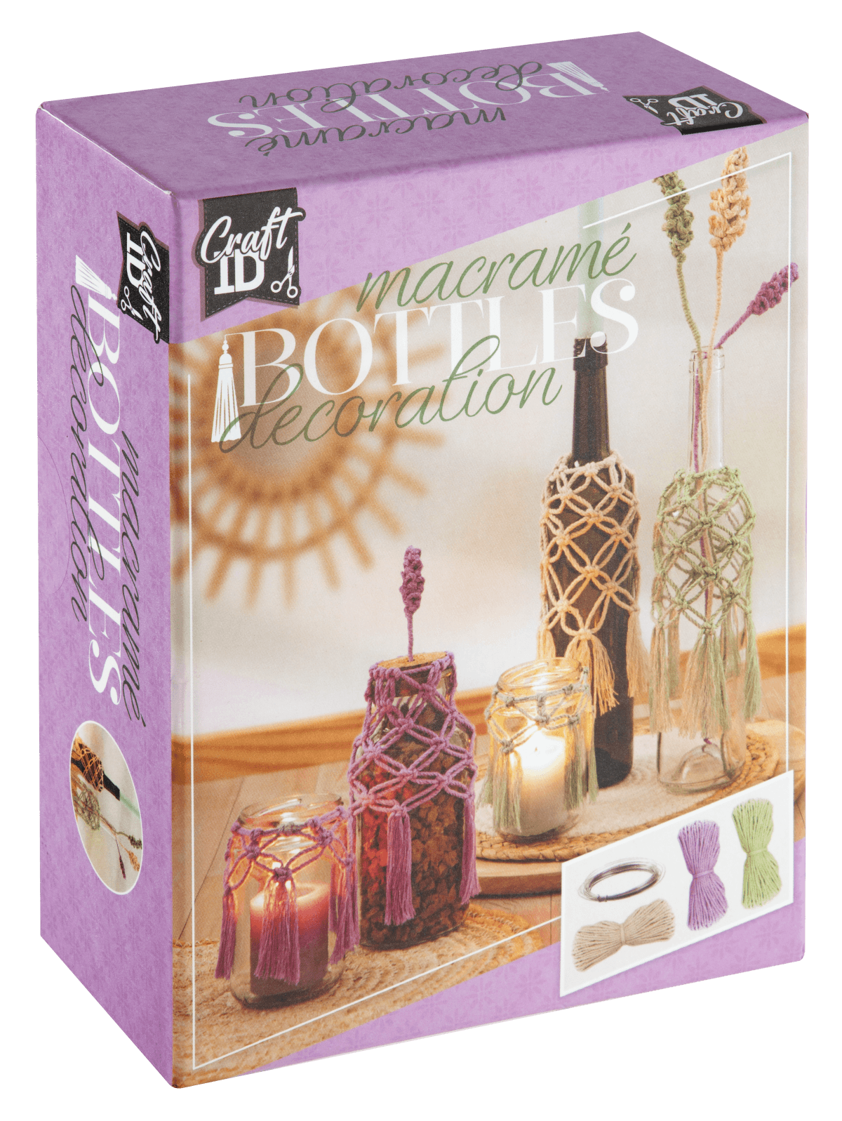 Craft ID - Macrame set bottle decoration with flowers