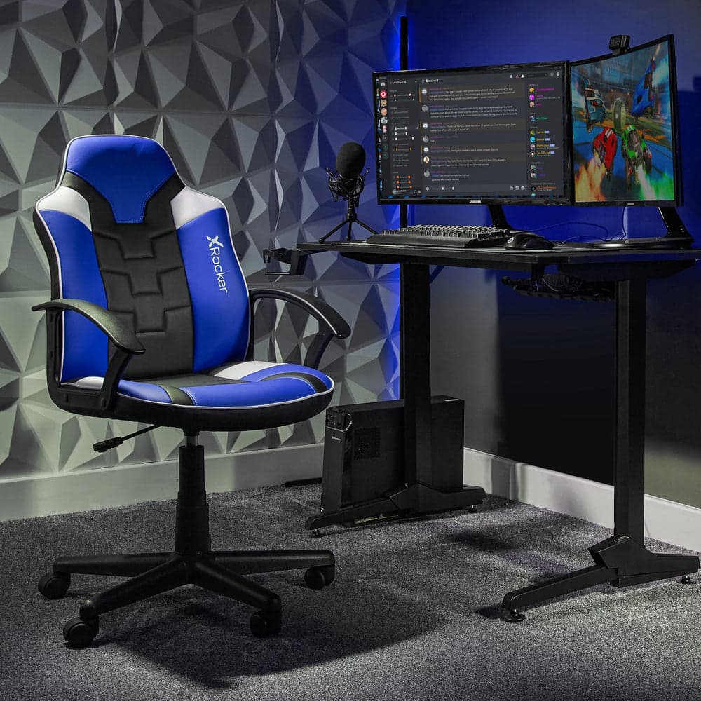 X-Rocker - Saturn Mid-Back Wheeled Esport Gaming Chair for Juniors and Teens - Black/Blue